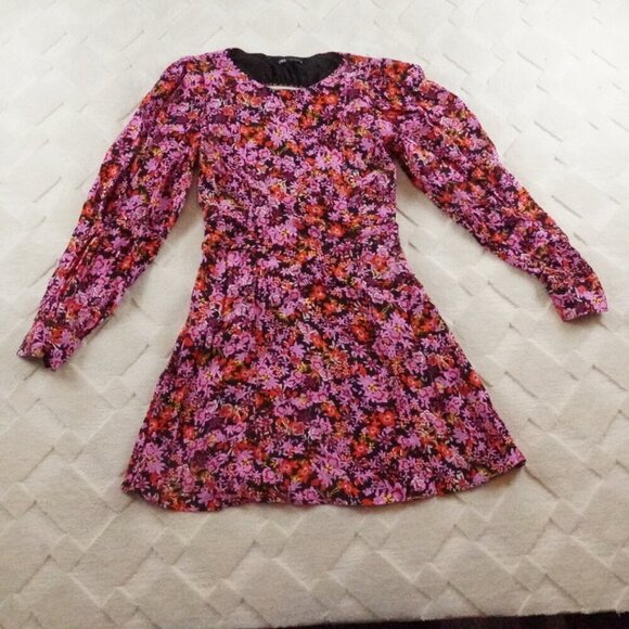 Zara Mini Dress Womens Medium Floral Print Multi Color - Picture 1 of 11